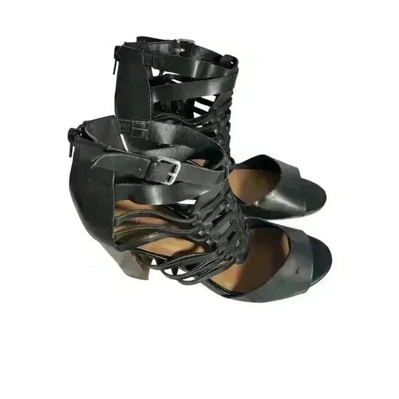 Indigo Rd Shoes - Indigo Rd Black 10M High Heeled Zip Up Back Open Toe Gladiator Sandals